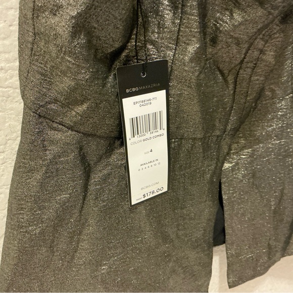NWT BCBGMaxazria Women’s Metallic Strappy Top Size 4 Silver Blouse $178 - Picture 6 of 6